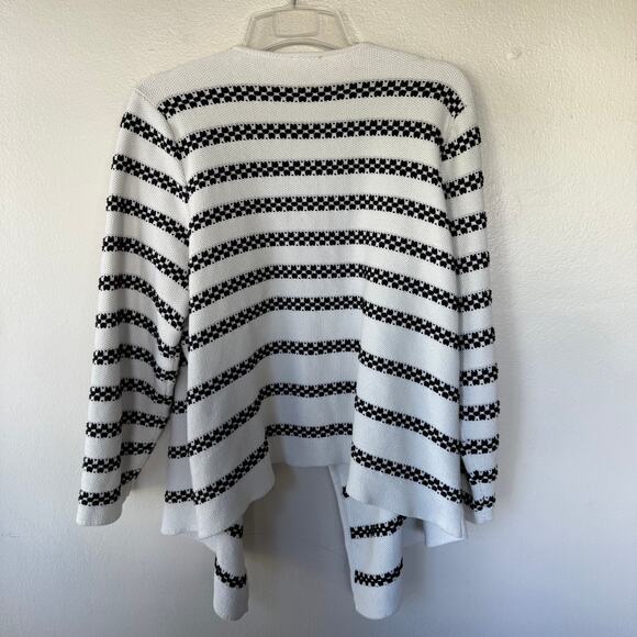 Talbots Size 3X knit white black waterfall blanket sweater - Picture 7 of 10